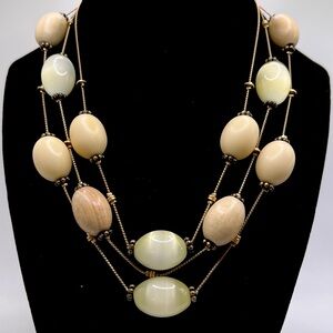 Liz Claiborne Wooden and Glass Bead necklace with delicate chain from the 70s